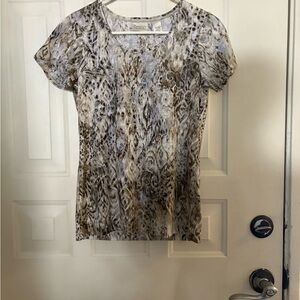 Zac & Rachel Women's Short Sleeve Patterned Top - Brown and Gray